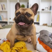 cute-dog-making-mess-with-clothes
